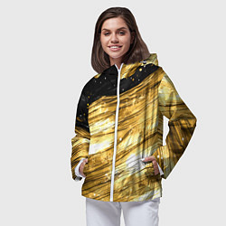 Ветровка с капюшоном женская Золотой текстурный фон, цвет: 3D-белый — фото 2