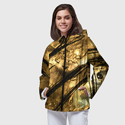 Ветровка с капюшоном женская Золото с черной текстурой, цвет: 3D-черный — фото 2