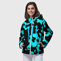 Ветровка с капюшоном женская Monster energy камуфляж голубой, цвет: 3D-белый — фото 2