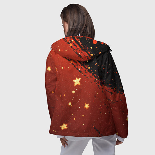 Женская ветровка Золотые звездочки на коричневой текстуре / 3D-Белый – фото 4