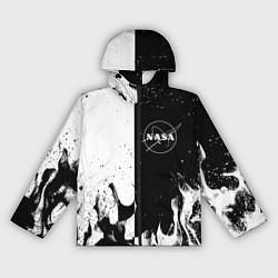 Ветровка с капюшоном женская Nasa черно белый огонь, цвет: 3D-черный
