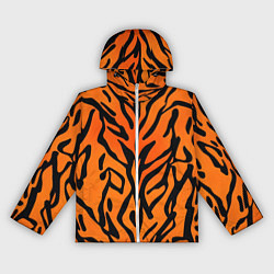 Ветровка с капюшоном женская Тигровый огненный паттерн, цвет: 3D-белый