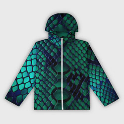 Ветровка с капюшоном женская Бирюзовая змеиная кожа, цвет: 3D-белый