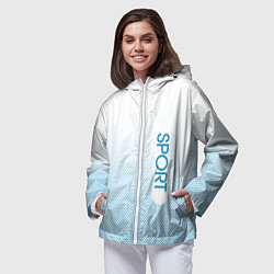 Ветровка с капюшоном женская Sport бело-голубой текстурный, цвет: 3D-белый — фото 2