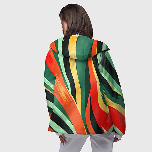 Женская ветровка Тропическая жаркая абстракция / 3D-Белый – фото 4