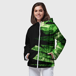 Ветровка с капюшоном женская Color green black, цвет: 3D-белый — фото 2