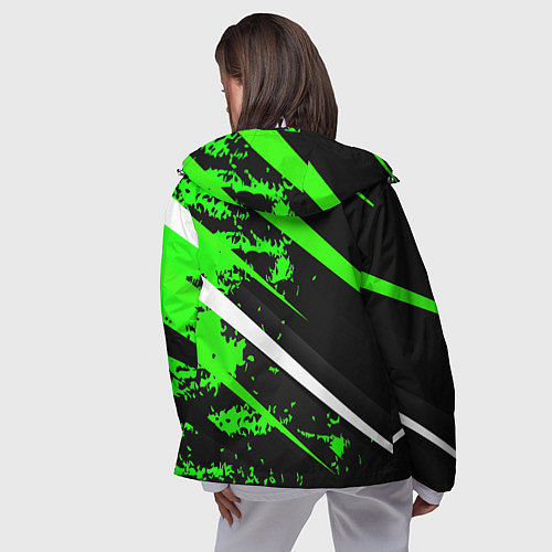 Женская ветровка Color black and green / 3D-Белый – фото 4