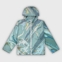 Ветровка с капюшоном женская Холодный голубой абстракция, цвет: 3D-белый