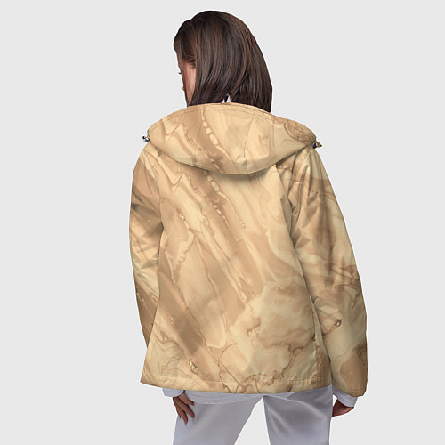 Женская ветровка Бежевая текстура каменная мрамор / 3D-Белый – фото 4