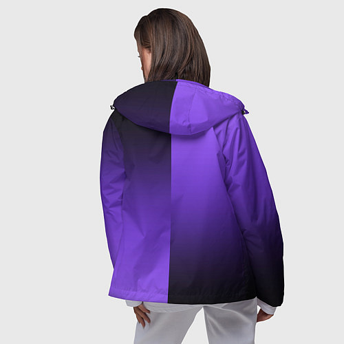 Женская ветровка Чёрно-сиреневый градиент пополам / 3D-Черный – фото 4