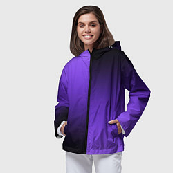 Ветровка с капюшоном женская Чёрно-сиреневый градиент пополам, цвет: 3D-черный — фото 2