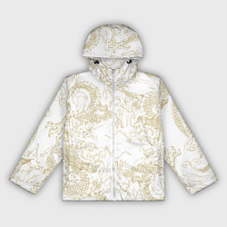Женская ветровка Золотой дракон в виде узора на белом