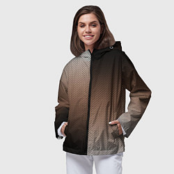 Ветровка с капюшоном женская Чёрно-коричневый текстурный градиент пополам, цвет: 3D-черный — фото 2