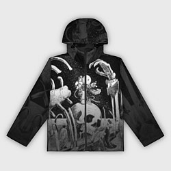 Ветровка с капюшоном женская Космическая фантастика, цвет: 3D-черный