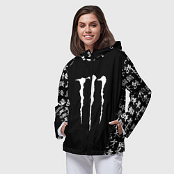 Ветровка с капюшоном женская Monster energy japan symbol, цвет: 3D-черный — фото 2
