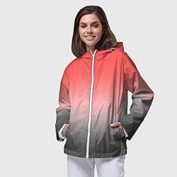 Ветровка с капюшоном женская Бледный красно-серый градиент, цвет: 3D-белый — фото 2