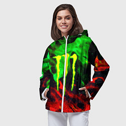 Ветровка с капюшоном женская Monster energy огонь лого, цвет: 3D-белый — фото 2