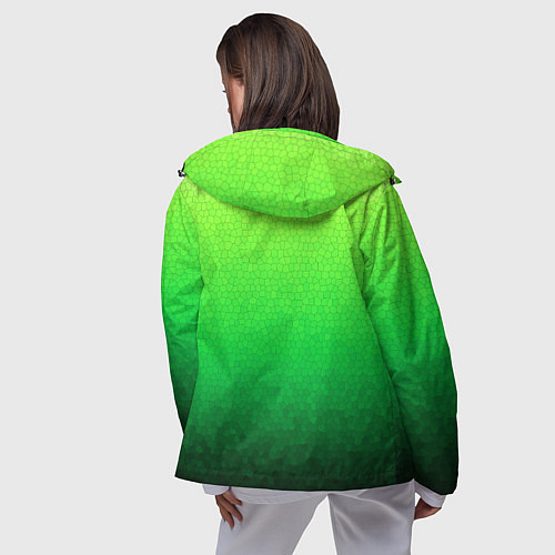 Женская ветровка Градиент мозаика зелёный в тёмный / 3D-Черный – фото 4