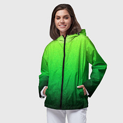 Ветровка с капюшоном женская Градиент мозаика зелёный в тёмный, цвет: 3D-черный — фото 2