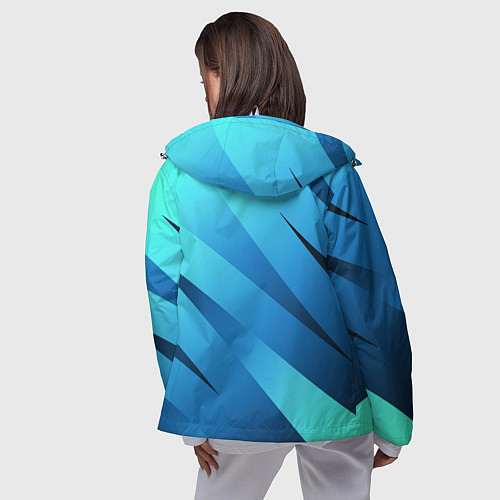 Женская ветровка Сине-голубой абстрактные полосы / 3D-Белый – фото 4