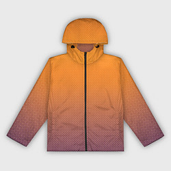 Ветровка с капюшоном женская Градиент оранжевый в фиолетовый мелкий ромбик, цвет: 3D-черный