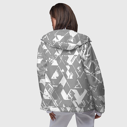 Женская ветровка Светлый серый геометричный паттерн / 3D-Белый – фото 4