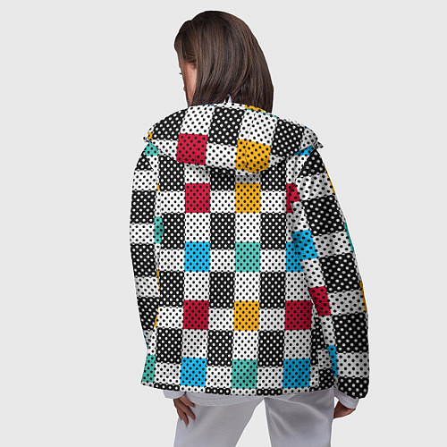 Женская ветровка Узор в горошек пэчворк разноцветный / 3D-Белый – фото 4