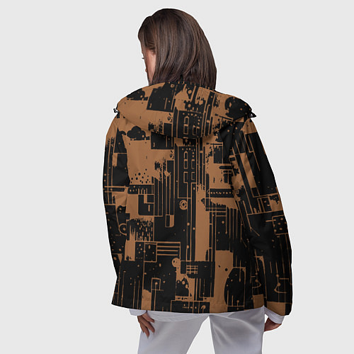 Женская ветровка Чёрно-коричневый абстракция геометричный / 3D-Черный – фото 4