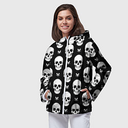 Ветровка с капюшоном женская Черепной фон, цвет: 3D-белый — фото 2