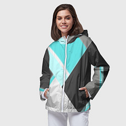 Ветровка с капюшоном женская Color black blue, цвет: 3D-белый — фото 2
