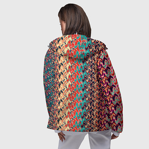 Женская ветровка Красно-синий искажённые полосы узор / 3D-Белый – фото 4