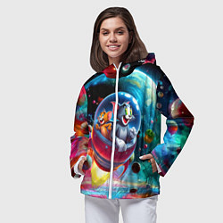 Ветровка с капюшоном женская Том и Джерри летят в ракете - нейроарт, цвет: 3D-белый — фото 2