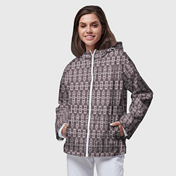 Ветровка с капюшоном женская Геометрический узор какао с молоком, цвет: 3D-белый — фото 2