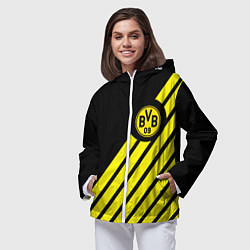 Ветровка с капюшоном женская Borussia geometry yellow, цвет: 3D-белый — фото 2