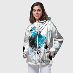 Ветровка с капюшоном женская Абстракция цвета, цвет: 3D-белый — фото 2