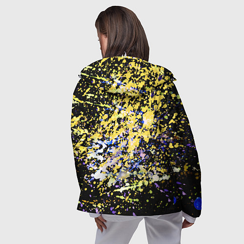 Женская ветровка Желто синяя краска на черном / 3D-Белый – фото 4