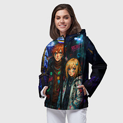 Ветровка с капюшоном женская Люмин и Тарталья потеки краски, цвет: 3D-черный — фото 2