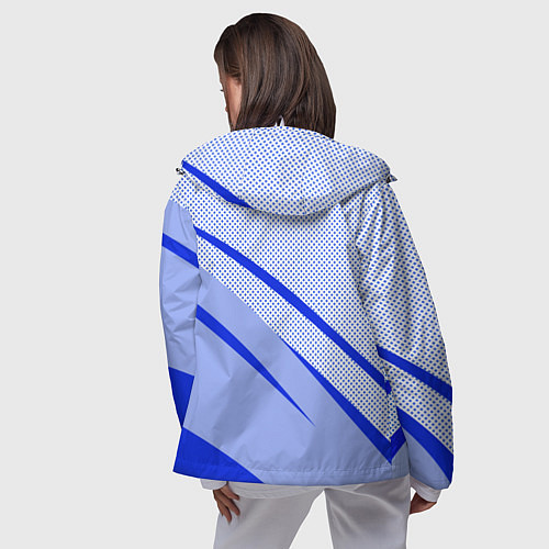 Женская ветровка Светло-синий текстура с полосой / 3D-Белый – фото 4