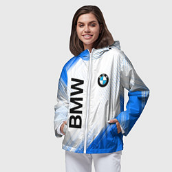 Ветровка с капюшоном женская Bmw абстракция, цвет: 3D-белый — фото 2