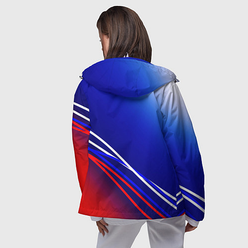 Женская ветровка Герб России и градиент бело-сине-красный / 3D-Белый – фото 4