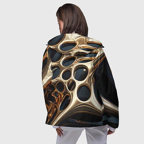 Женская ветровка Черно-золотая абстракция / 3D-Белый – фото 4