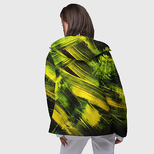 Женская ветровка Мазки краски цвета лайм / 3D-Белый – фото 4