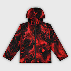 Ветровка с капюшоном женская Красно-черные разводы краски - абстрактный узор, цвет: 3D-черный