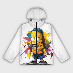 Ветровка с капюшоном женская Рисунок красками Барт Симпсон, цвет: 3D-черный