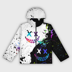 Ветровка с капюшоном женская Неоновые брызги - жуткие улыбки, цвет: 3D-черный