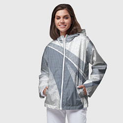 Ветровка с капюшоном женская Светлый серо-голубой текстурированный с полосой, цвет: 3D-белый — фото 2