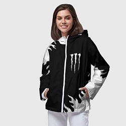 Ветровка с капюшоном женская Monster energy белый огонь, цвет: 3D-белый — фото 2