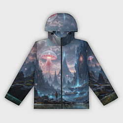 Женская ветровка Фантастический мир с медузами и озеро у гор