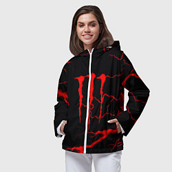 Ветровка с капюшоном женская Monster energy storm red, цвет: 3D-белый — фото 2