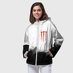 Ветровка с капюшоном женская Monster energy splash smoke, цвет: 3D-белый — фото 2